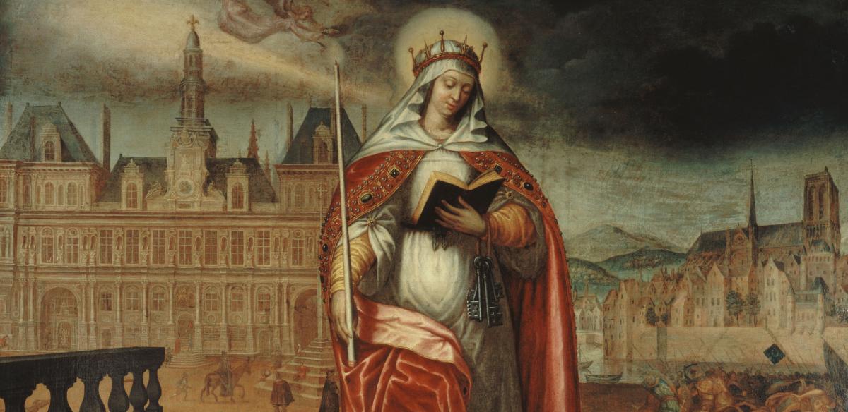 Sainte Genevieve, patronne de Paris, devant l'Hôtel de Ville 