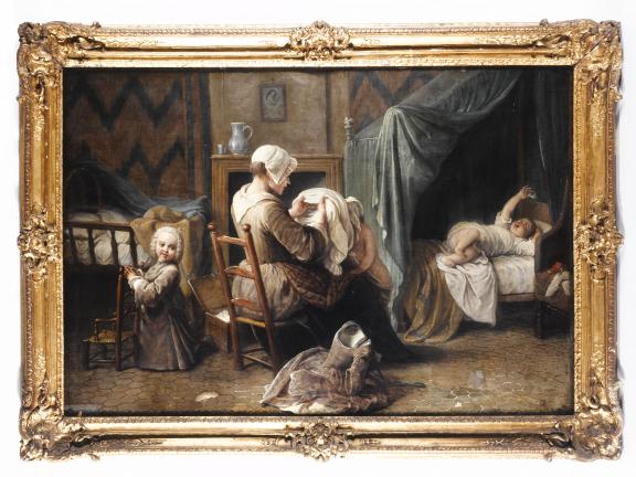 "Une chambre où une servante habille des enfants" Dumesnil Pierre Louis (le jeune)