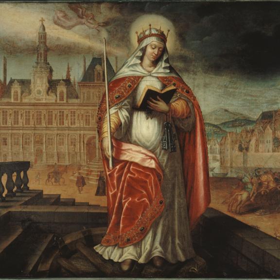 Sainte Genevieve, patronne de Paris, devant l'Hôtel de Ville 